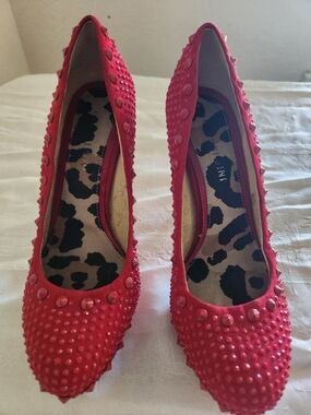 Gianni Bini Red Studded Pointed-Toe Pumps